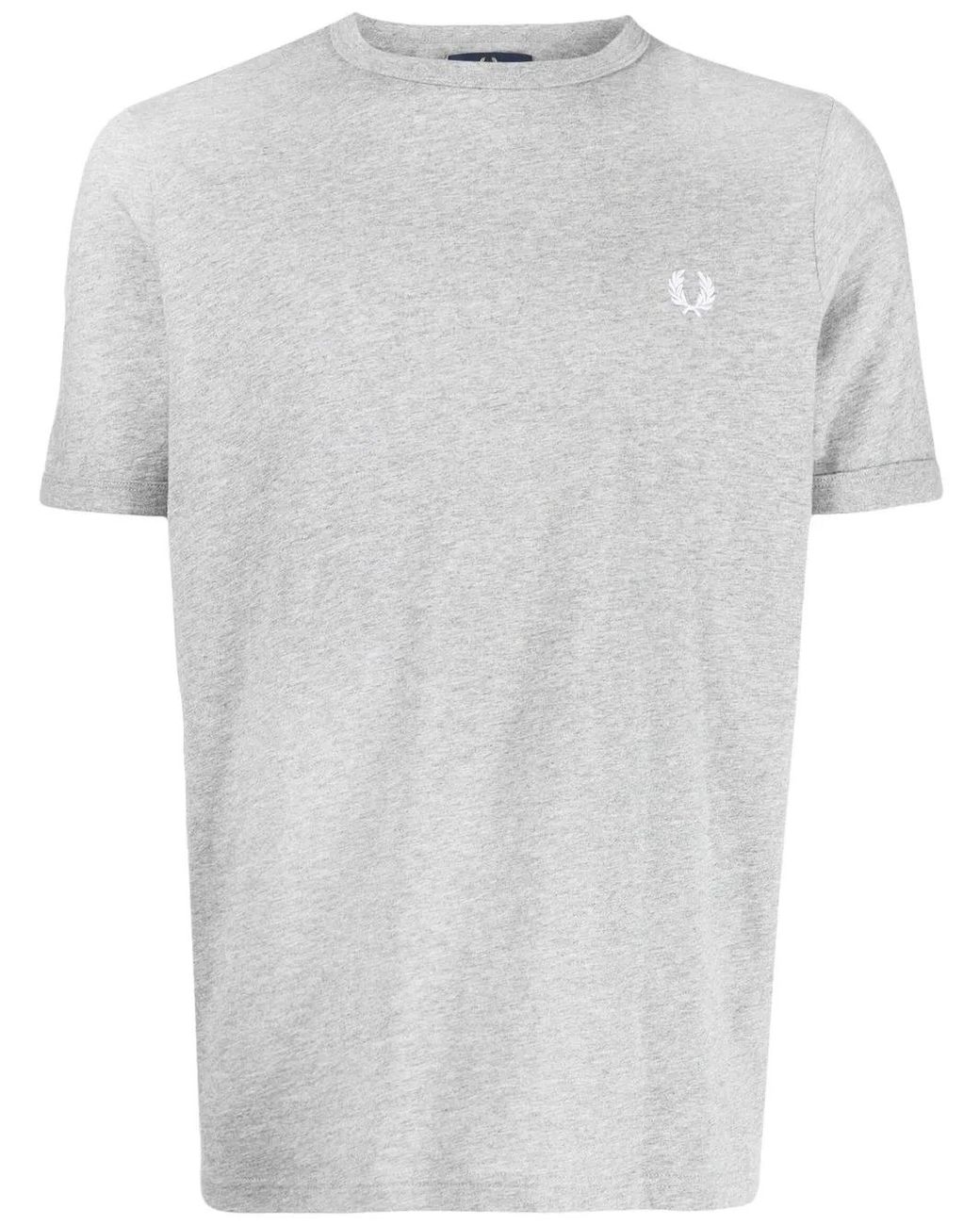 Fred Perry White Ringer Logo-Embroidered T-Shirt for men