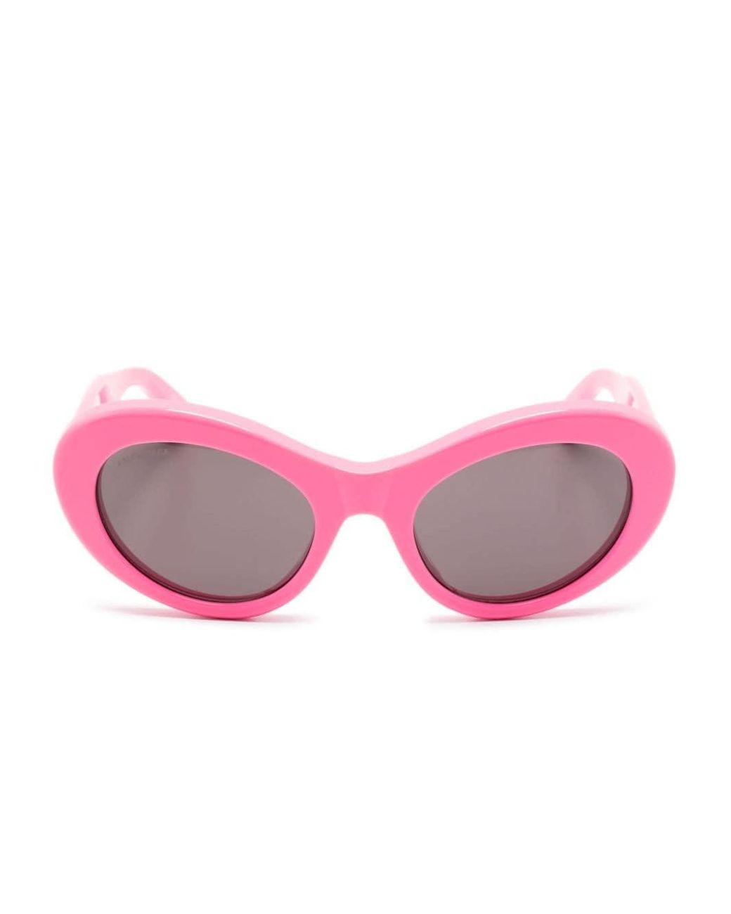 Balenciaga Logo plaque Round frame Sunglasses in Pink Lyst UK