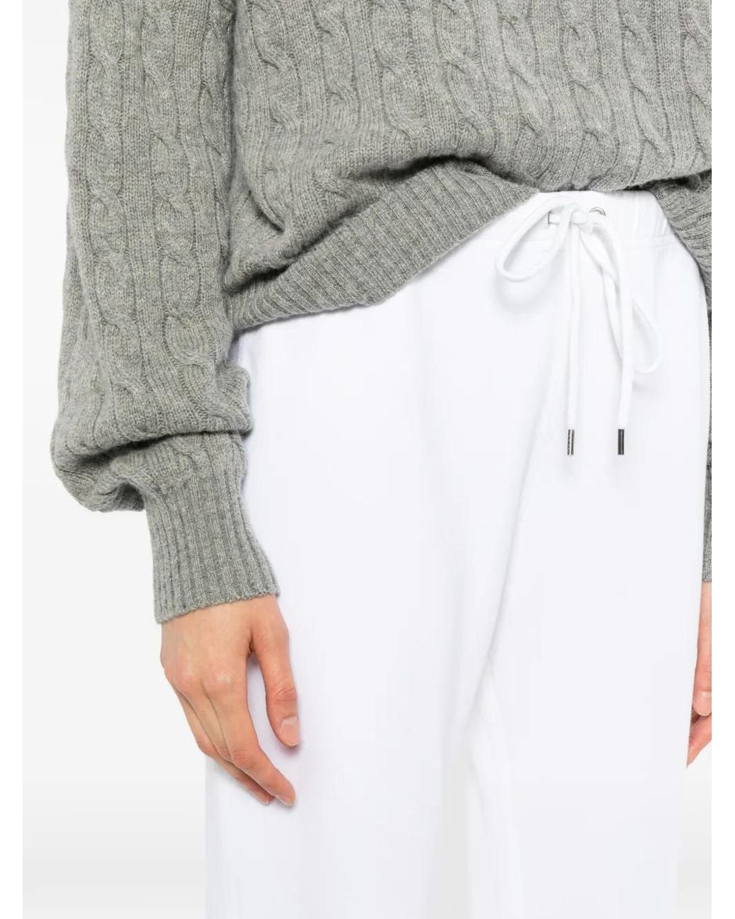 James Perse White Italian-Knit Wide-Leg Track Pants