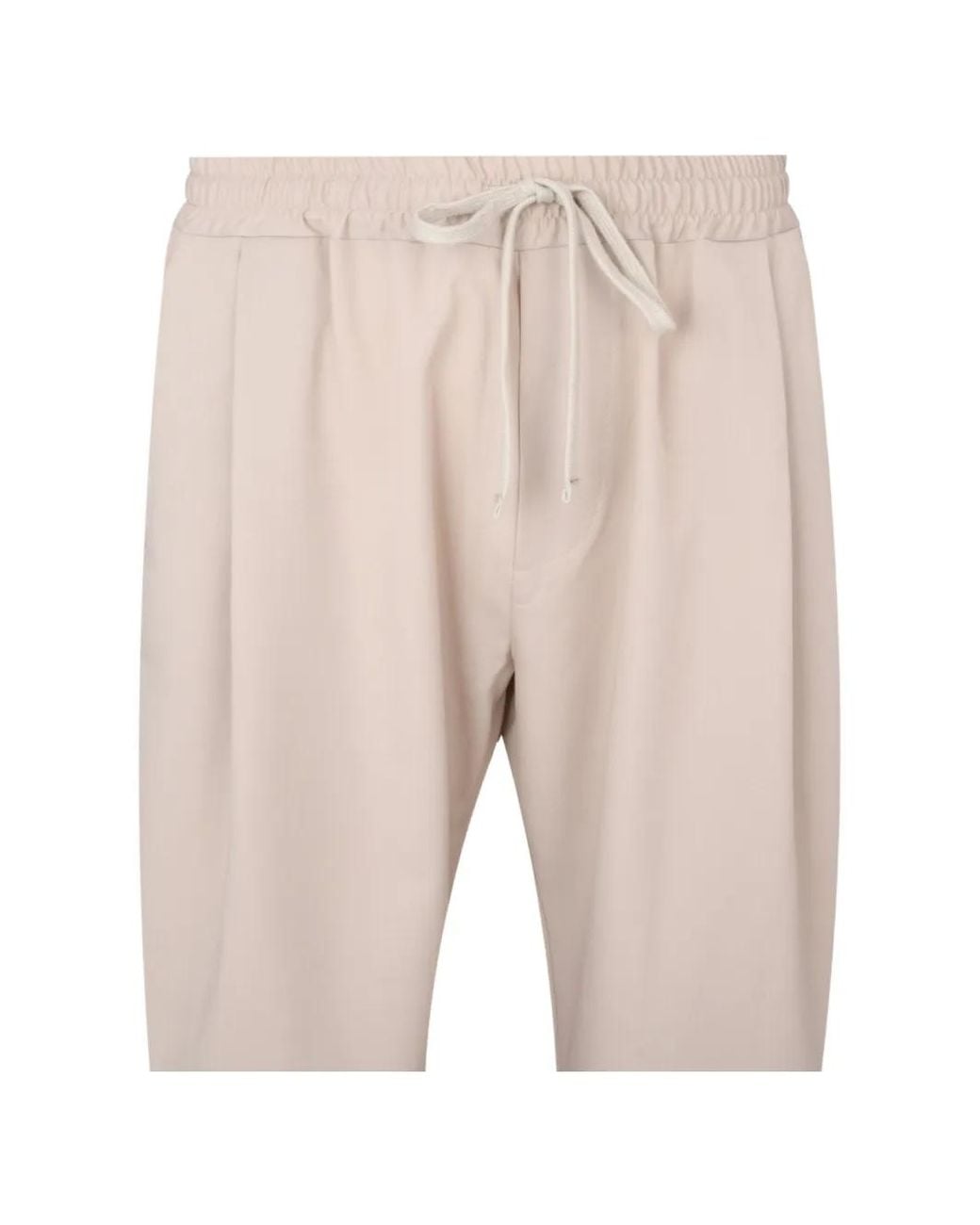 Gaelle Paris Natural Pleated Drawstring-Waist Trousers for men