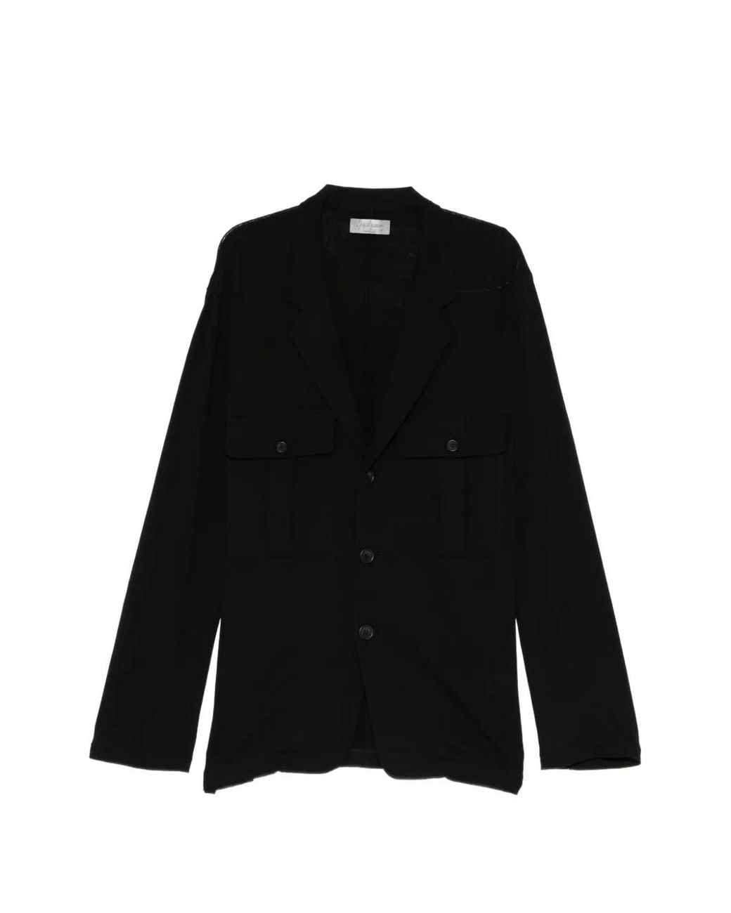 Yohji Yamamoto Black Button-Up Chest-Pocket Blazer for men