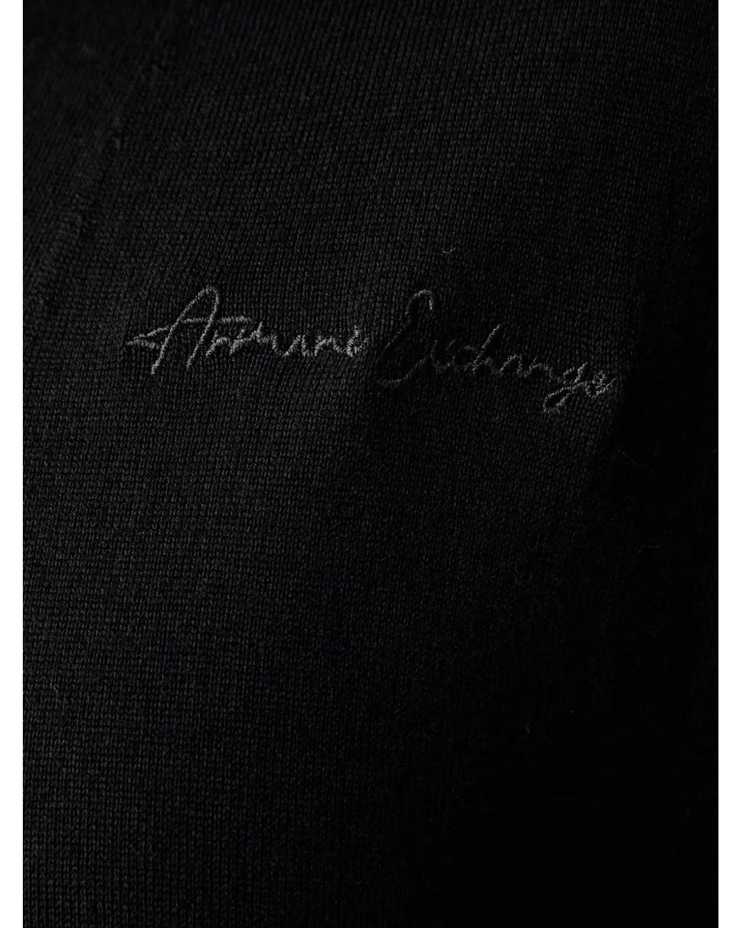 ARMANI EXCHANGE Black V-Neck Logo-Embroidered Cardigan
