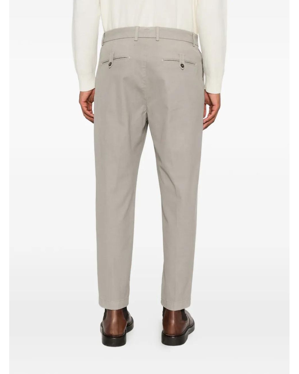 Eleventy White Pleated-Detail Trousers for men