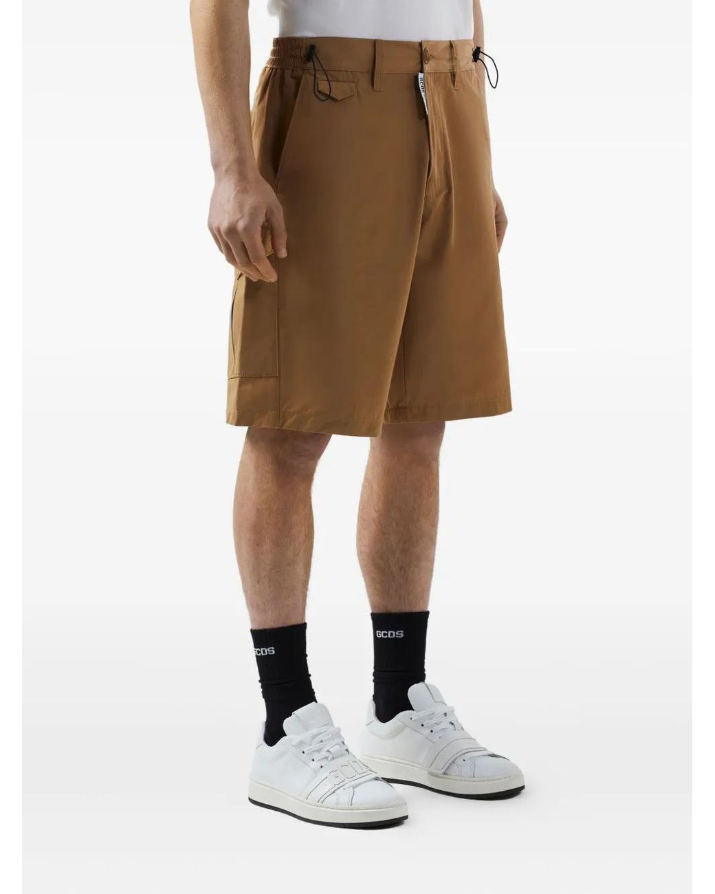 Gcds Natural Drawstring-Waist Bermuda Shorts for men