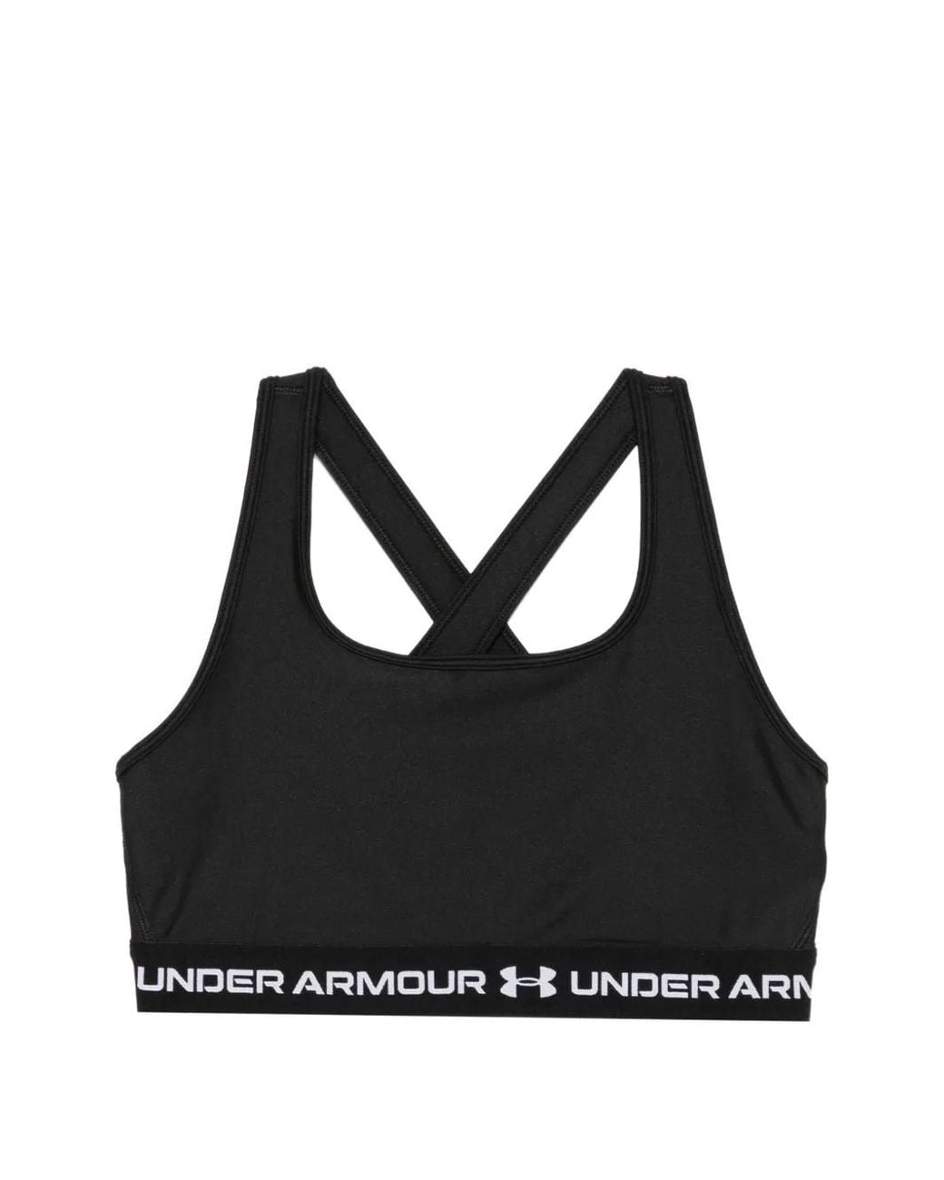 Under Armour Black Logo-Tape Cross-Back Sports Bra