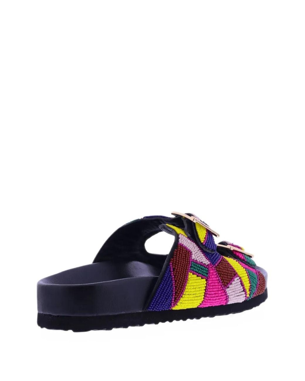 Inuovo White Bead-Embellished Buckle-Fastening Sandals