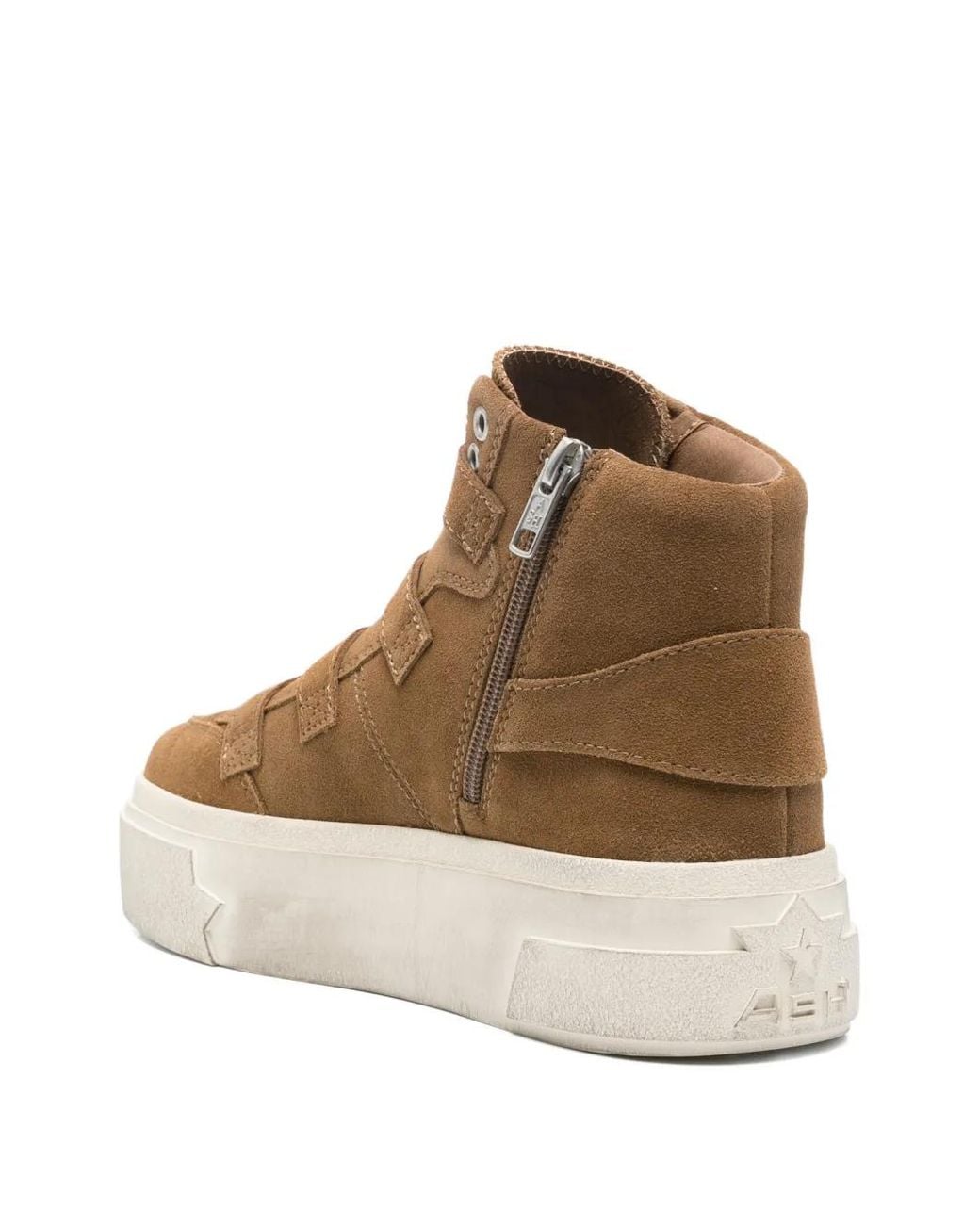 Ash Brown Starmoon Buckle-Strap Sneakers