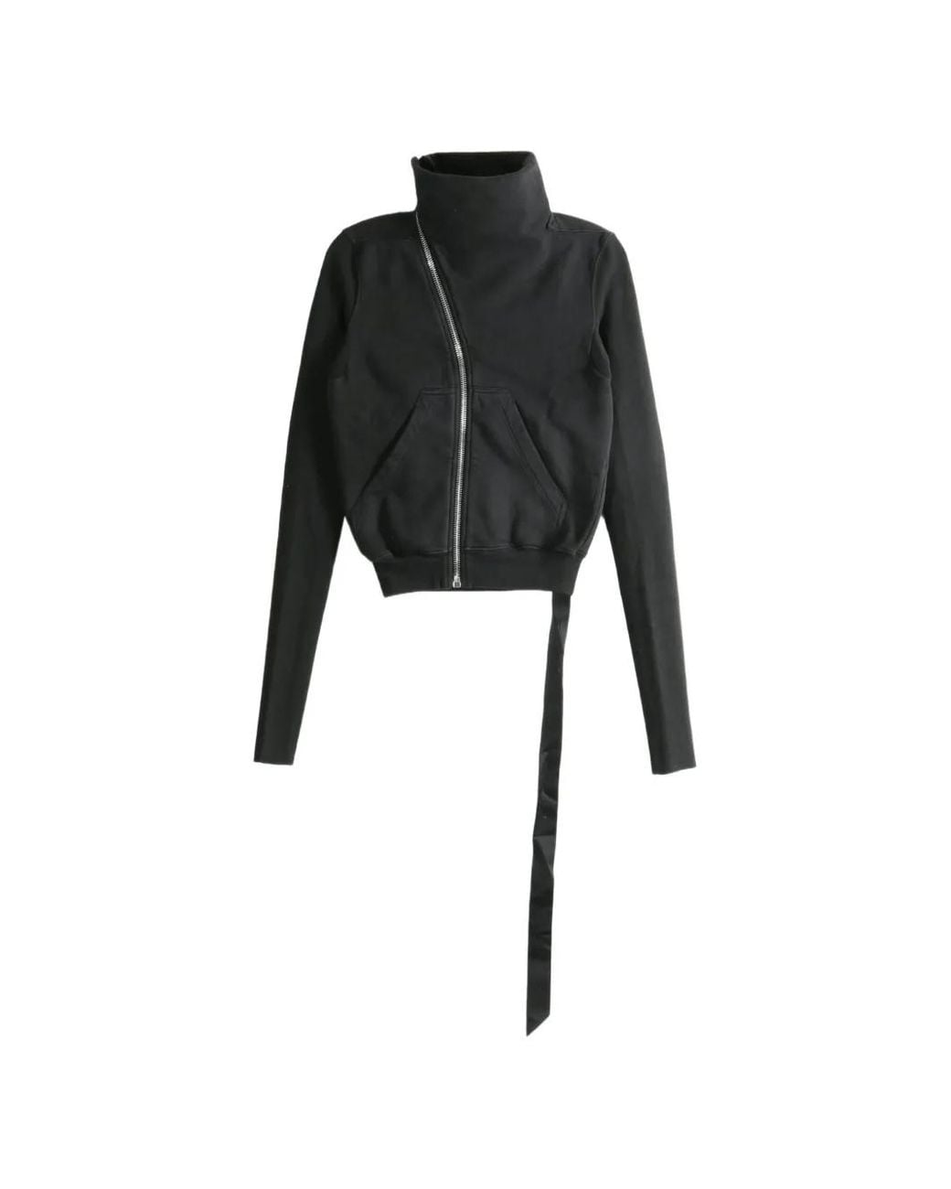 Rick Owens Black Drkshdw Mountain Sweat Asymmetric Zip Sweatshirt