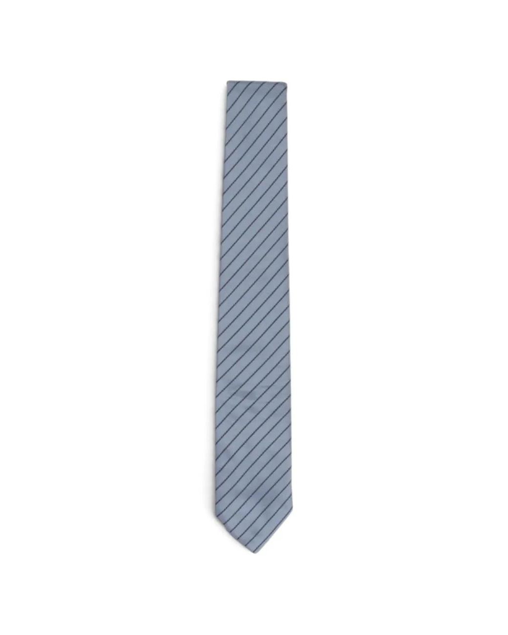 Carter Young Blue Striped-Pattern Silk Tie for men