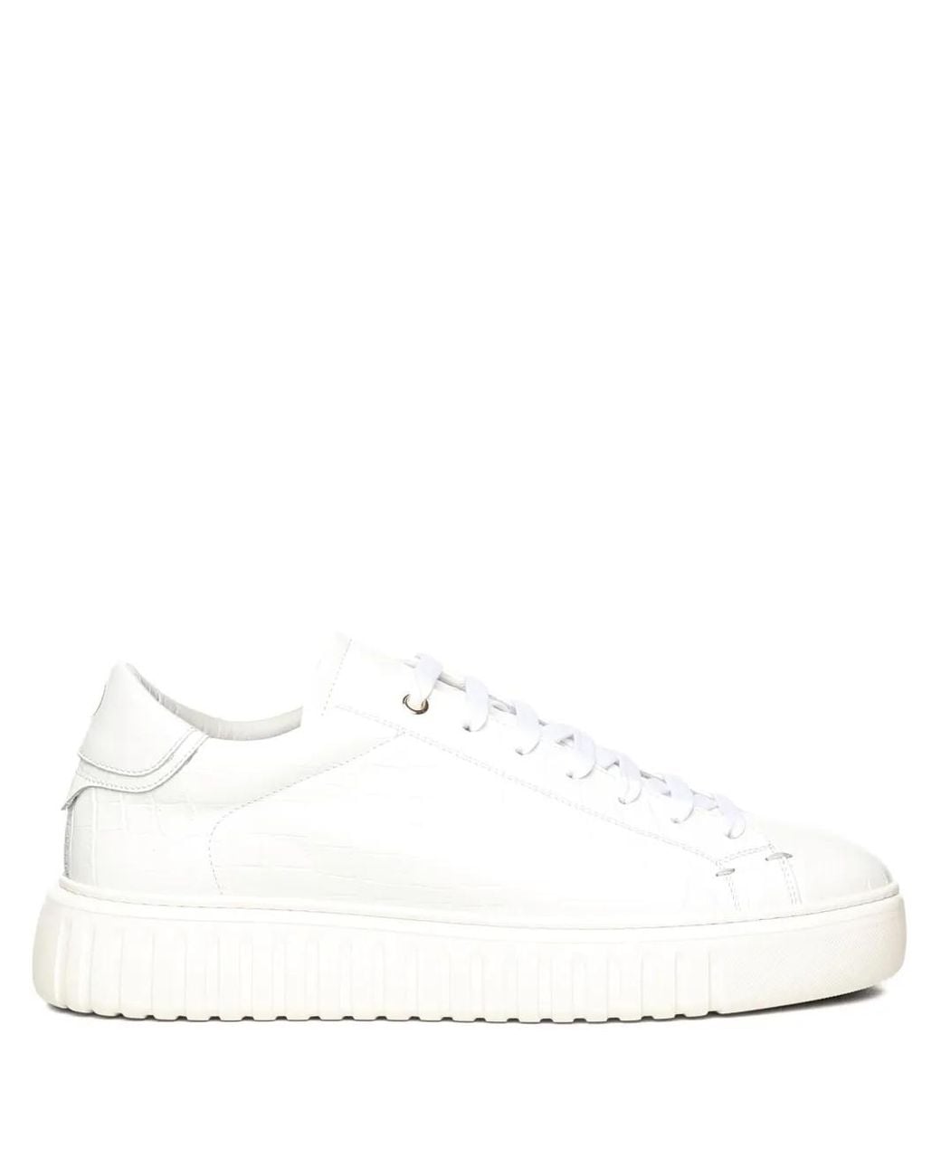 Giuliano Galiano White Mars Croc-Effect Leather Sneakers for men