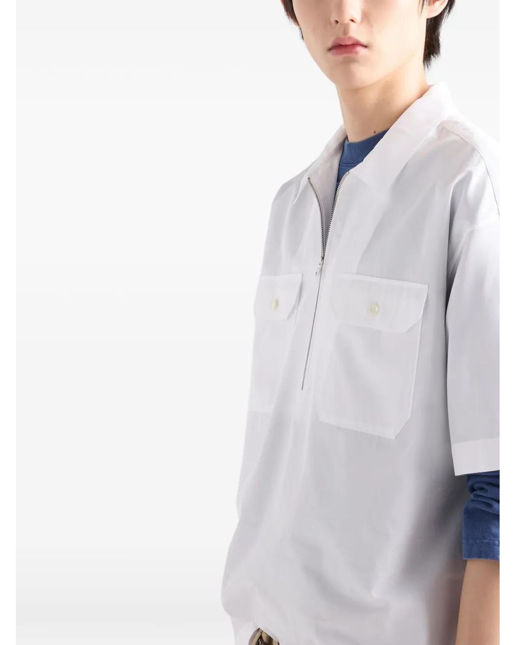 Prada White Short-Sleeved Cotton Shirt for men