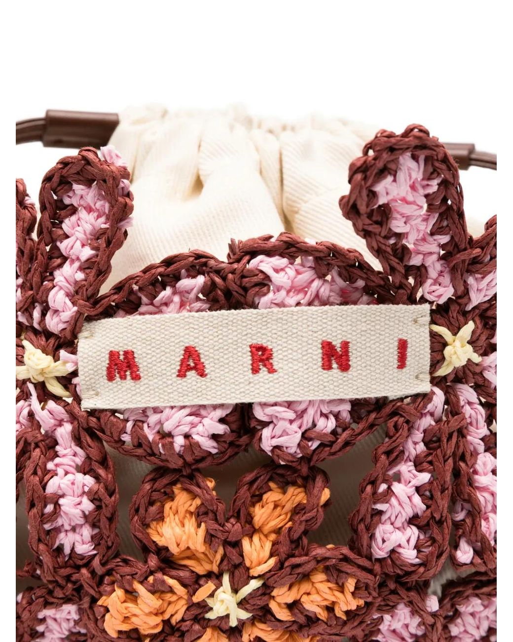 Marni White Paper Raffia Flower Seaside Bucket Bags