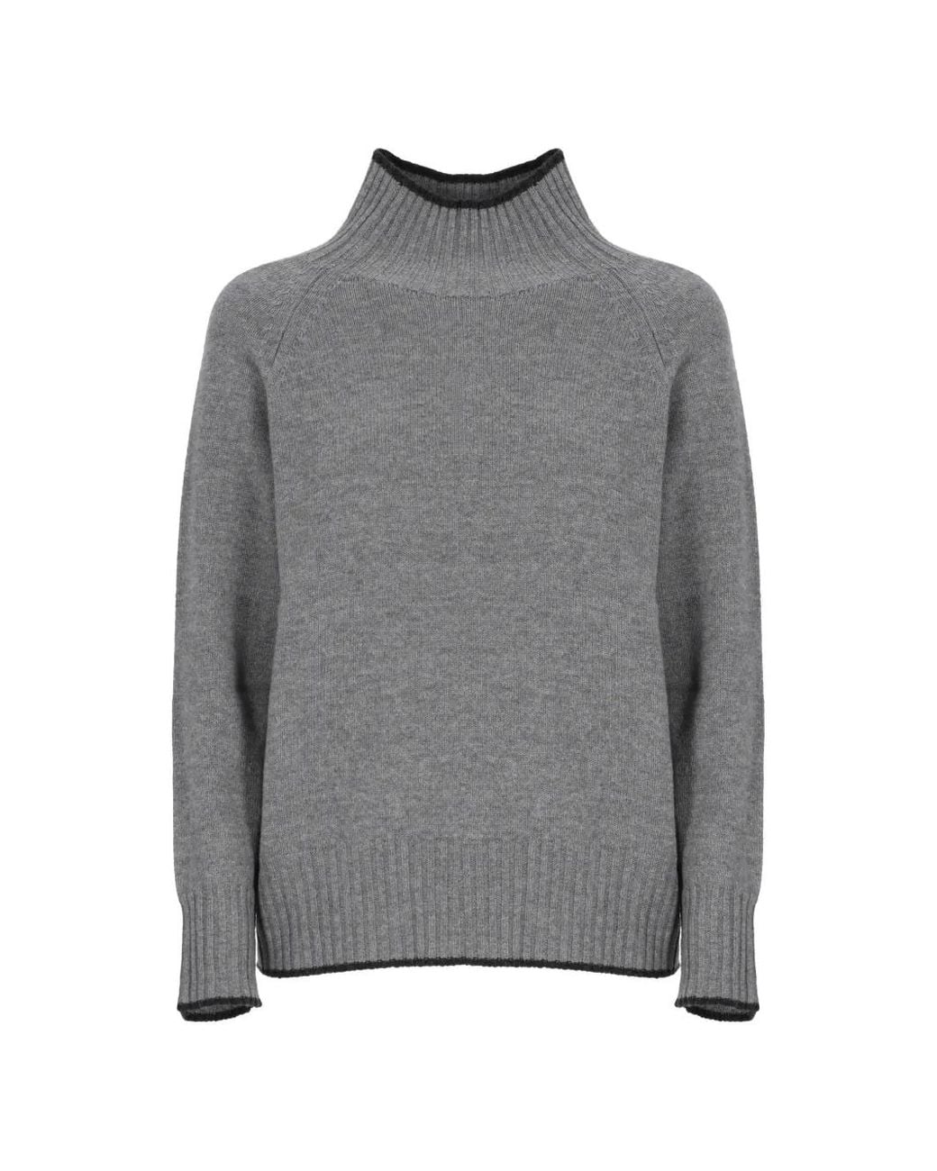 Kangra Gray High-Neck Raglan-Sleeve Sweater