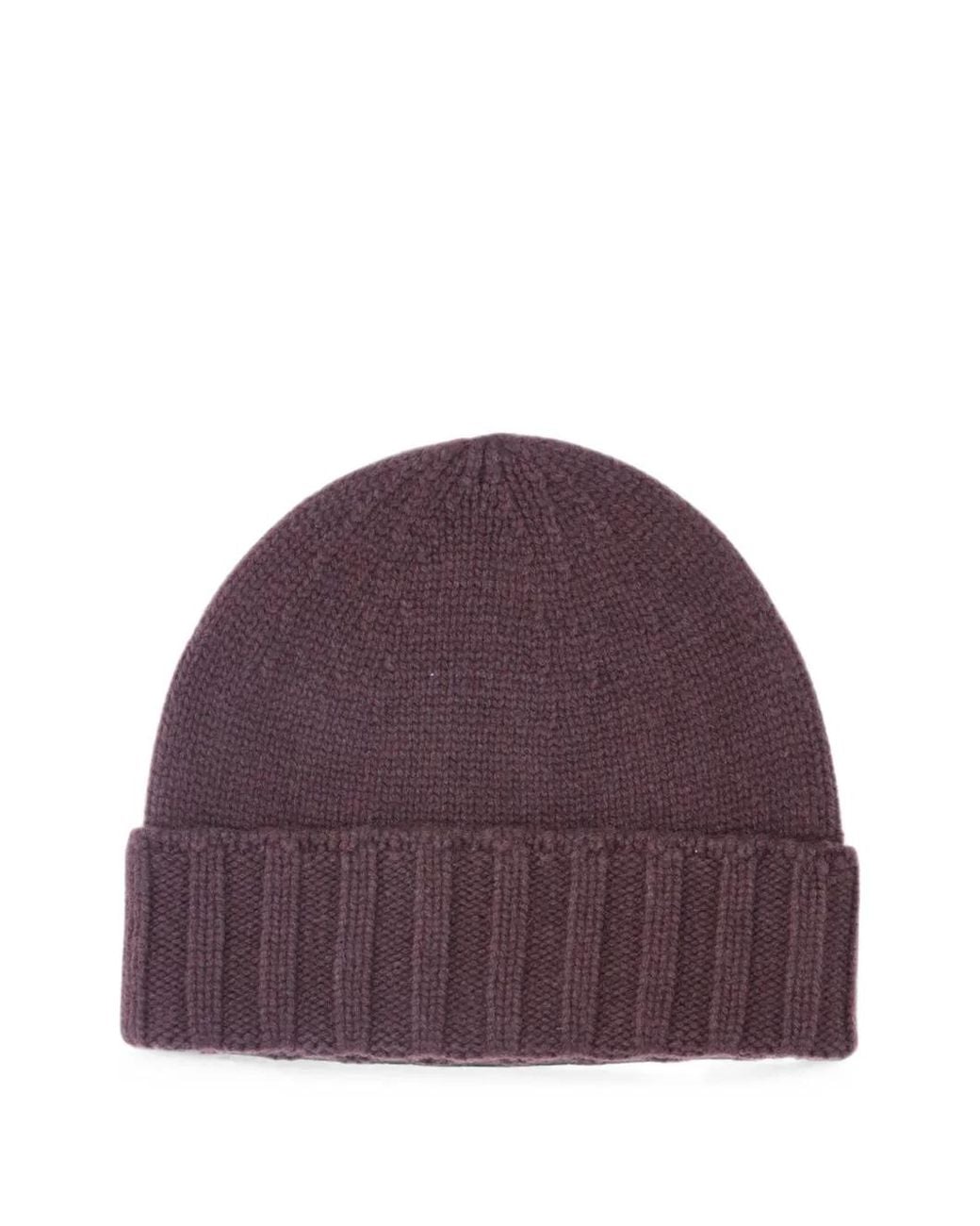 Drumohr Purple Ribbed-Knit Cashmere Beanie Hat for men