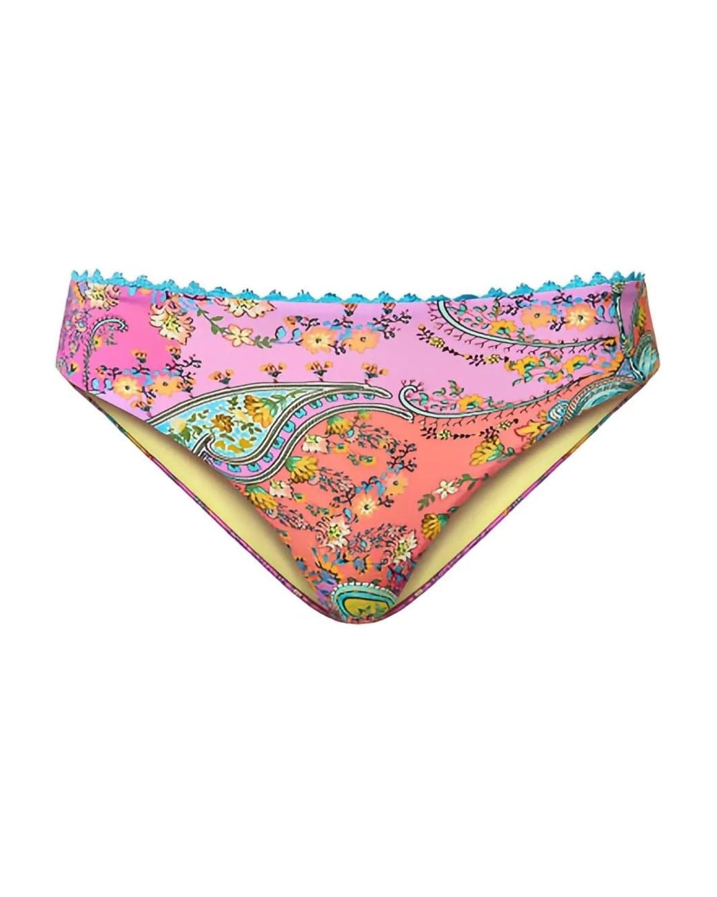 Twinset Pink Paisley-Print Scalloped Bikini Bottom