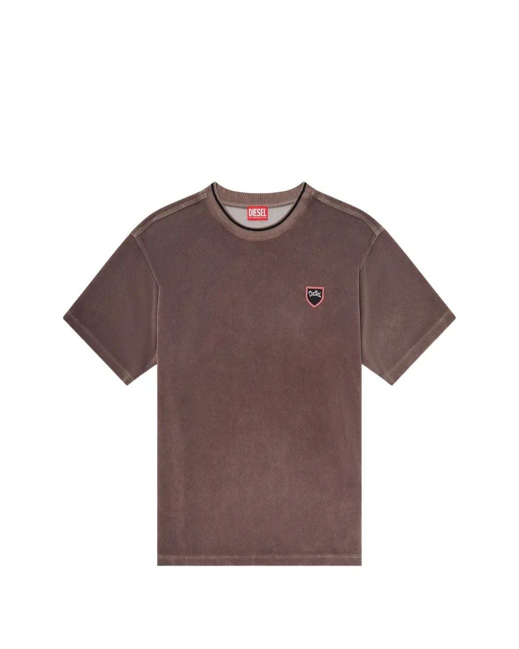 DIESEL Brown T-Shirt À Patch Logo for men