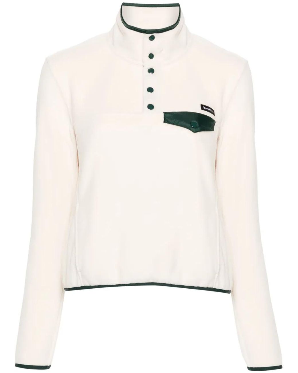 Sporty & Rich Natural Logo-Patch Fleece Top