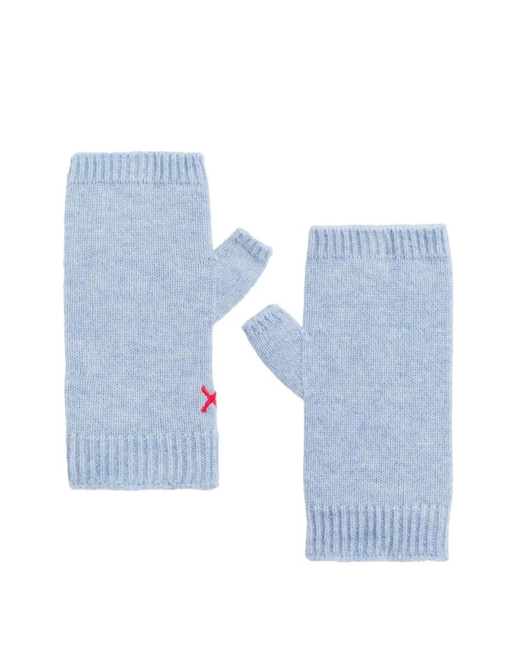 Chinti & Parker Blue Ribbed Fingerless Gloves