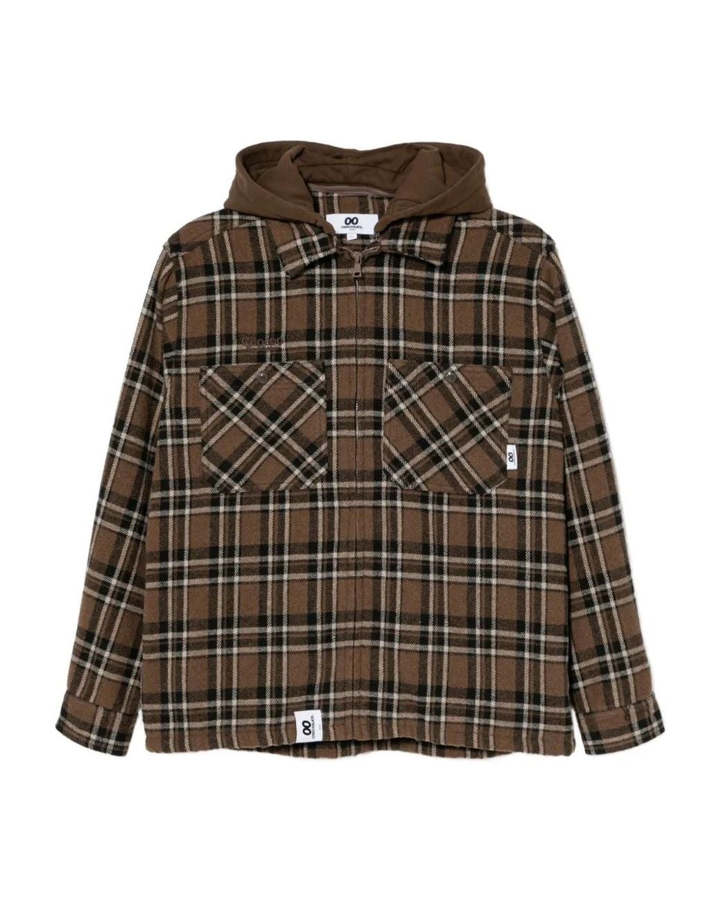 Chocoolate Brown Logo-Embroidered Checked Jacket for men