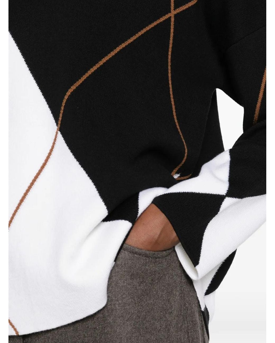 Max Mara Black Argyle Intarsia-Knit Sweater