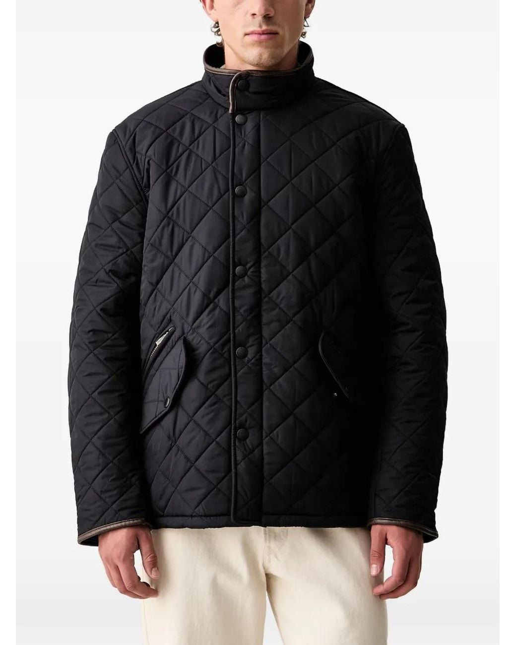 Barbour Black Quilted High-Neck Jacket for men