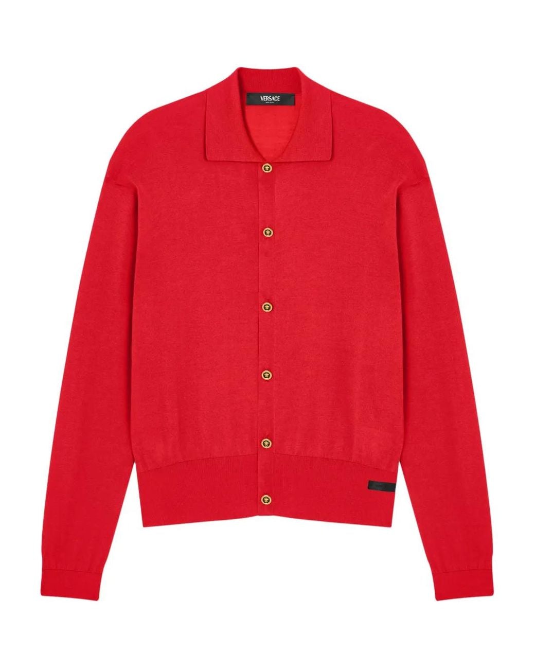 Polo De Punto De Seda Y Algodón Versace de hombre de color Red