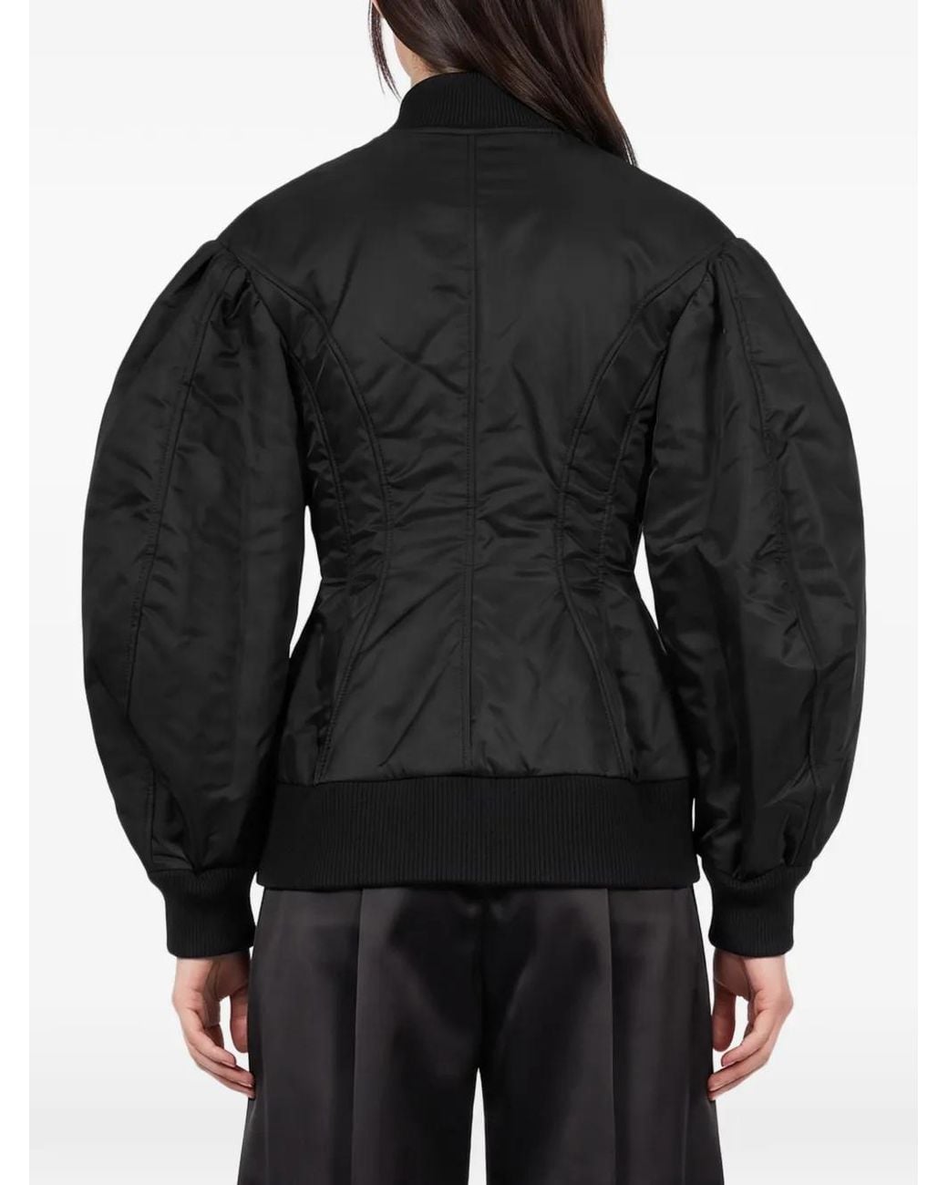 Simone Rocha Black Puff-Sleeve Bomber Jacket