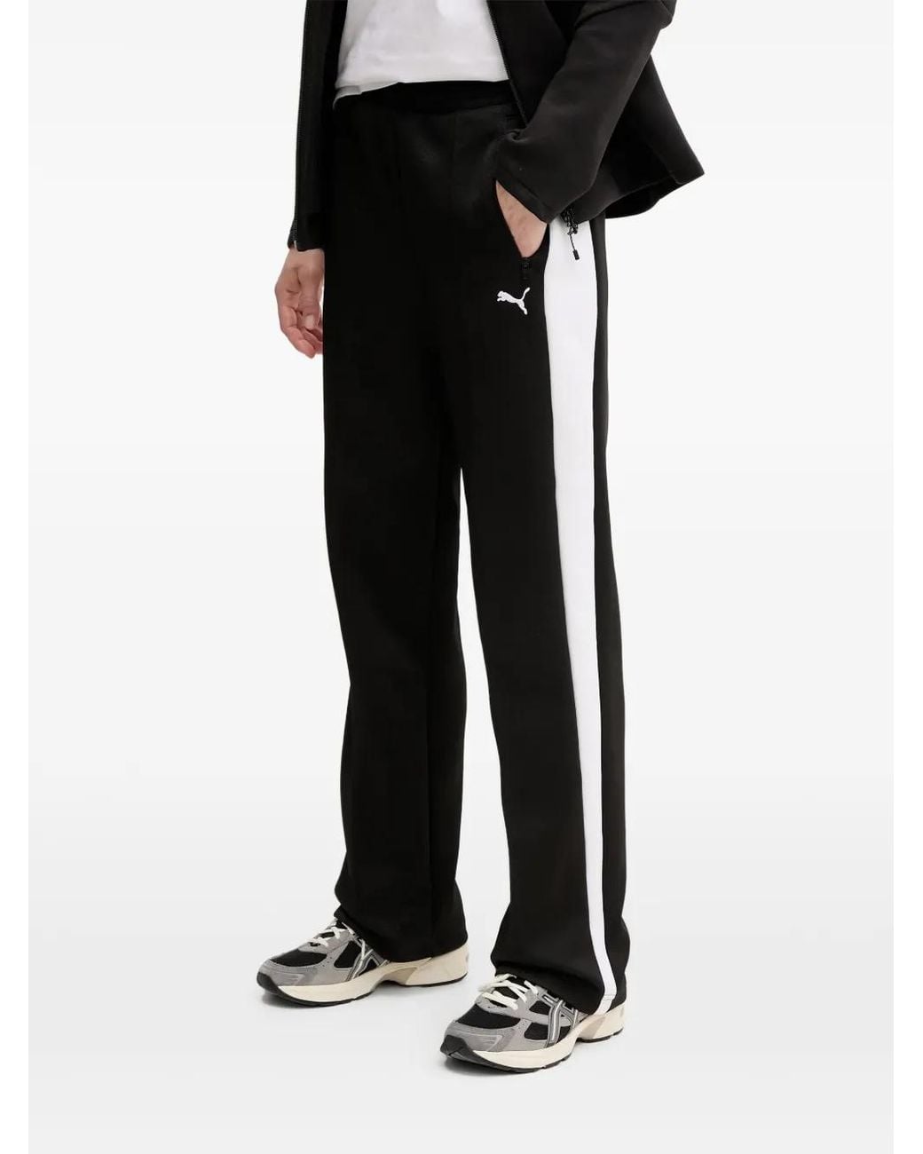 PUMA Black T7 Side-Stripe Track Pants