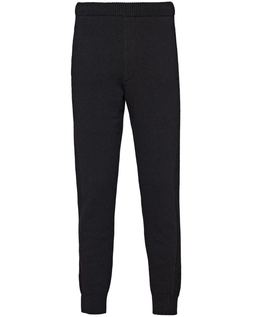 Prada Black Fine-Knit Cashmere Track Pants for men