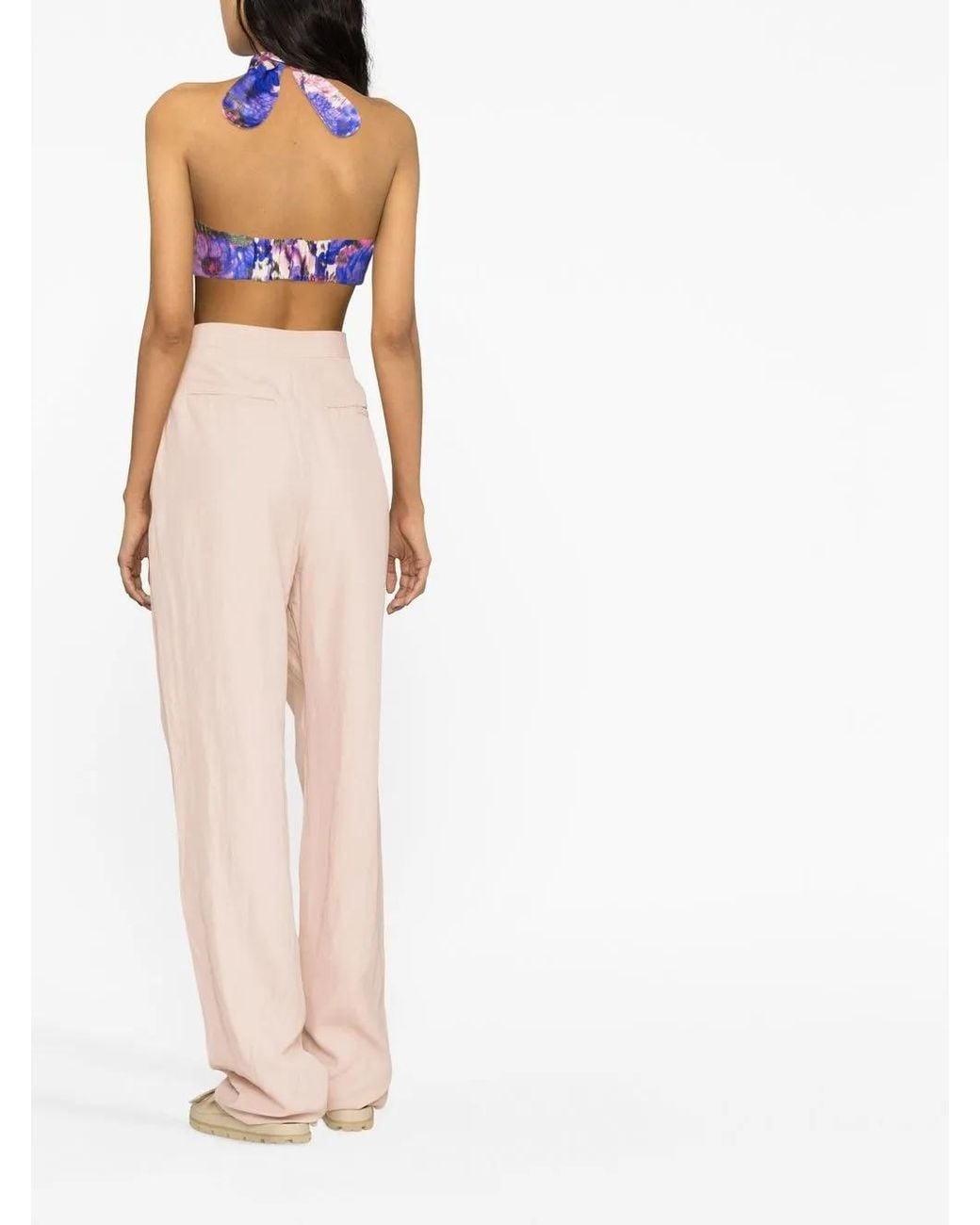 Stella McCartney Pink High-Waisted Pleated Trousers