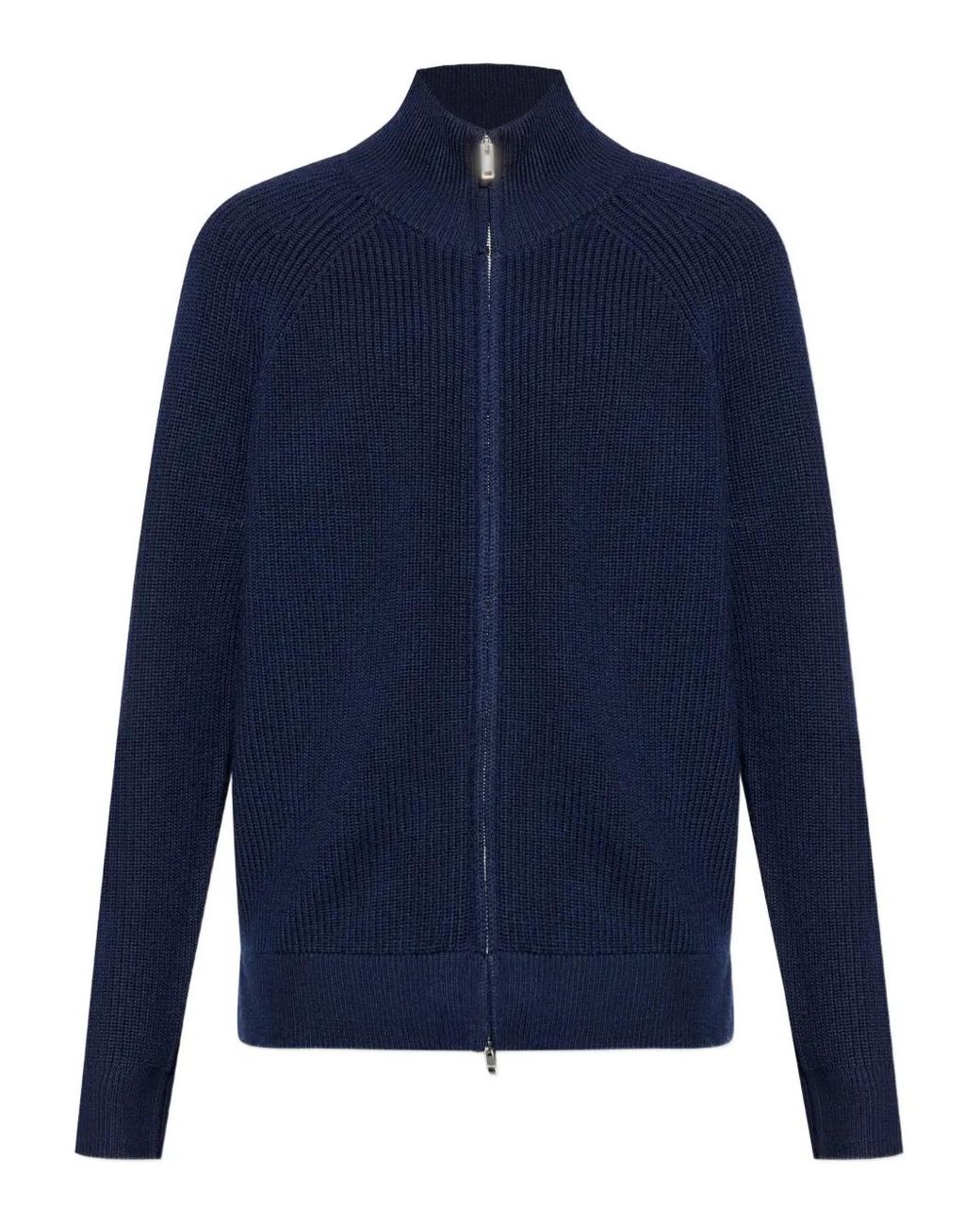 Isabel Marant Blue Ribbed Zip-Up Cardigan for men