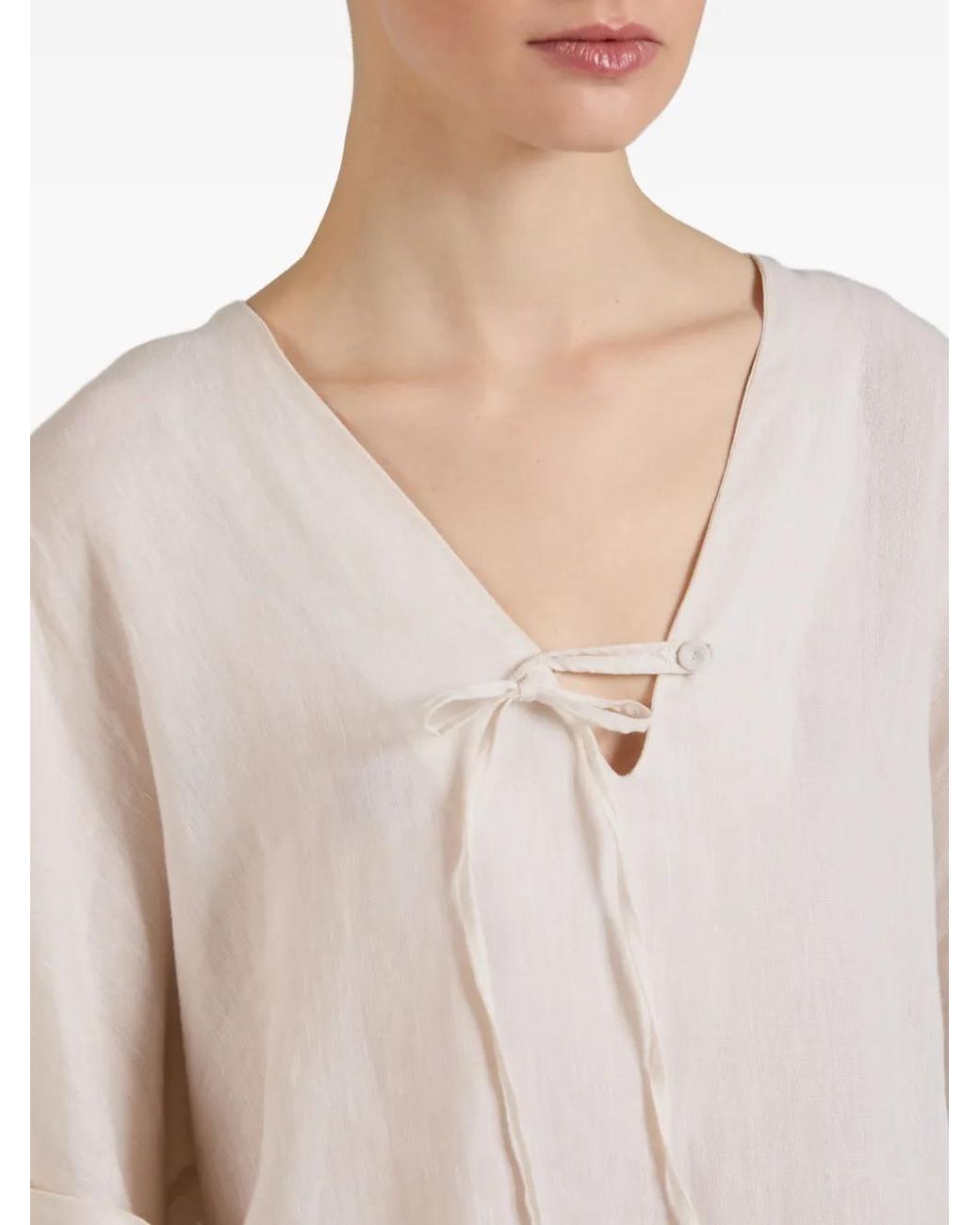 Glanshirt Natural Tie-Neck Blouse