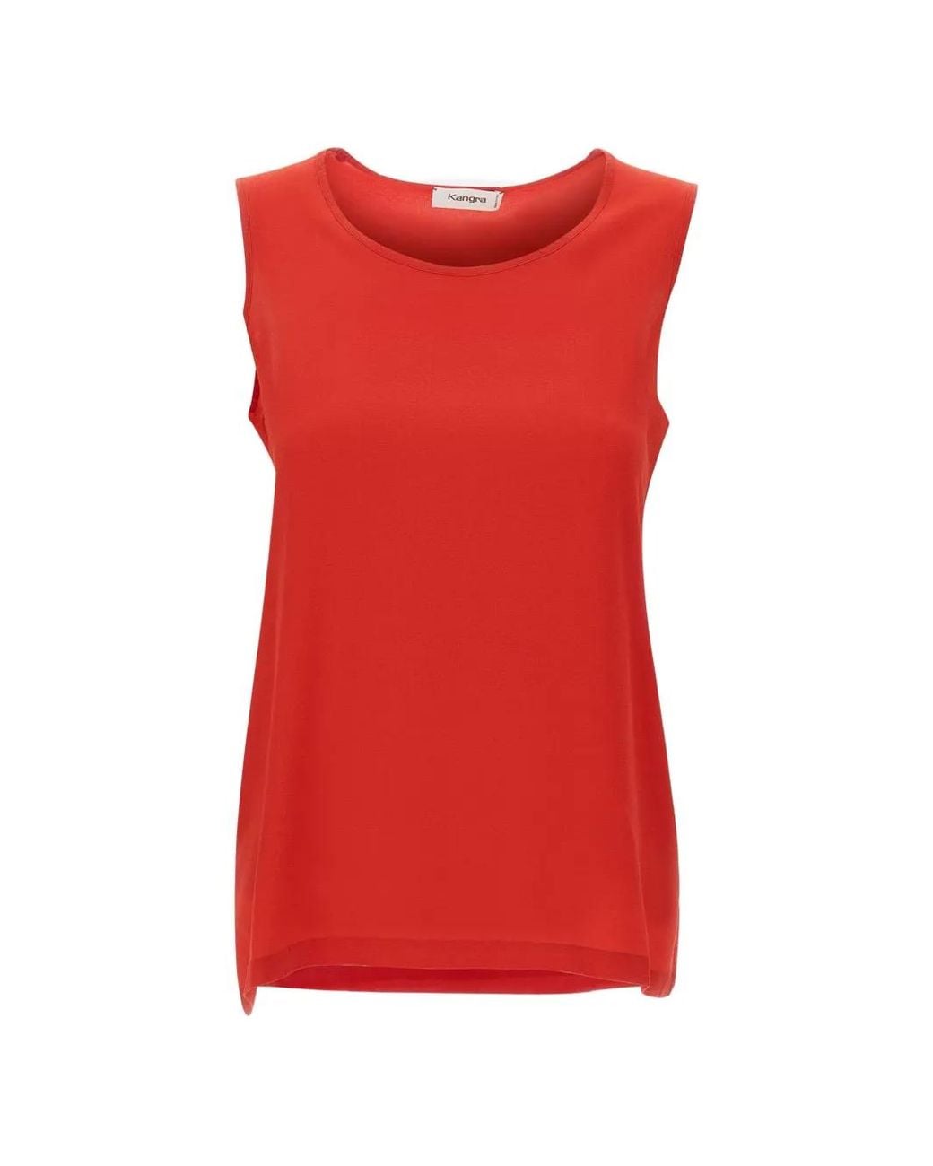 Kangra Red Sleeveless Silk Tank Top