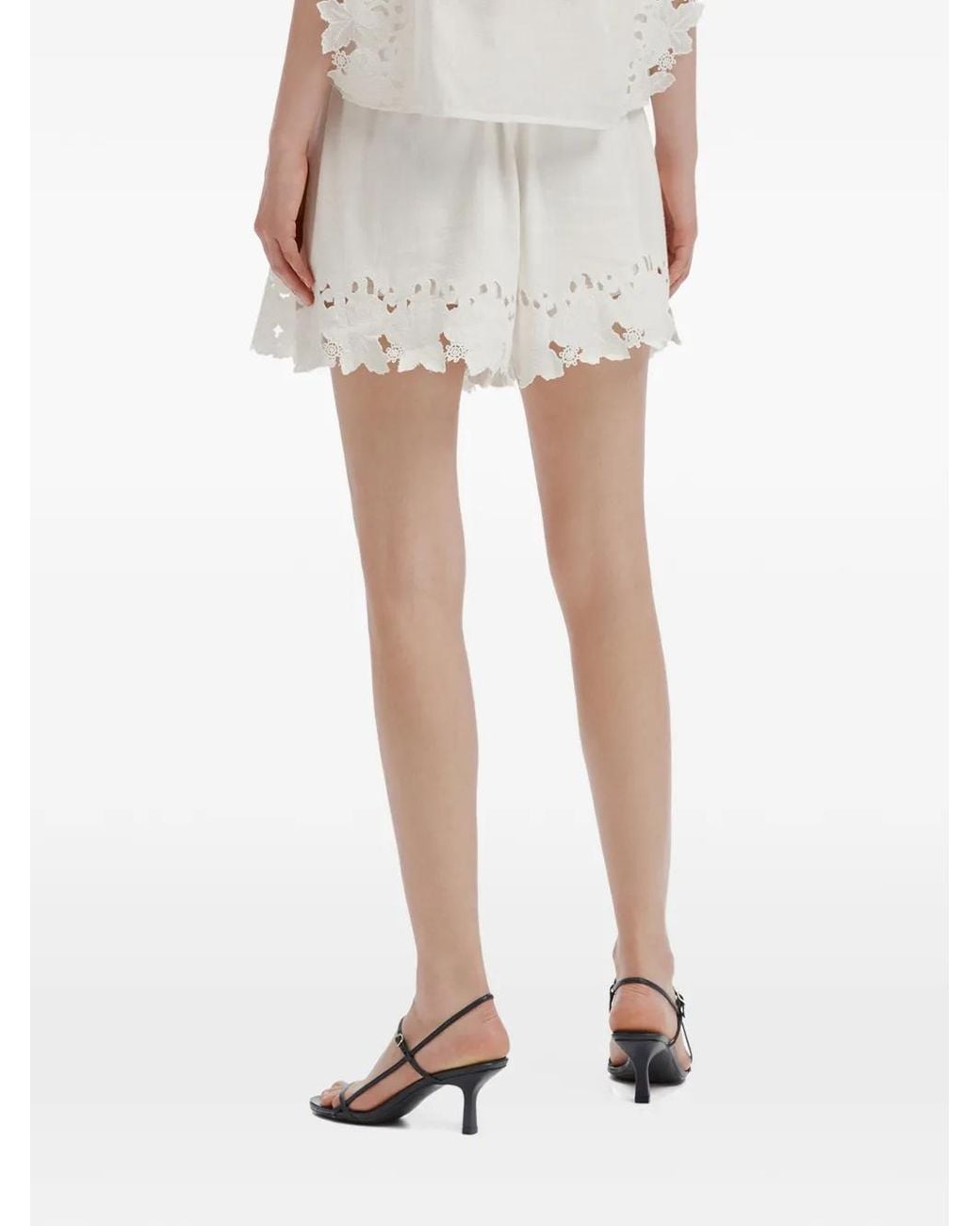 Sea White Broderie-Anglaise Scallop-Edge Shorts