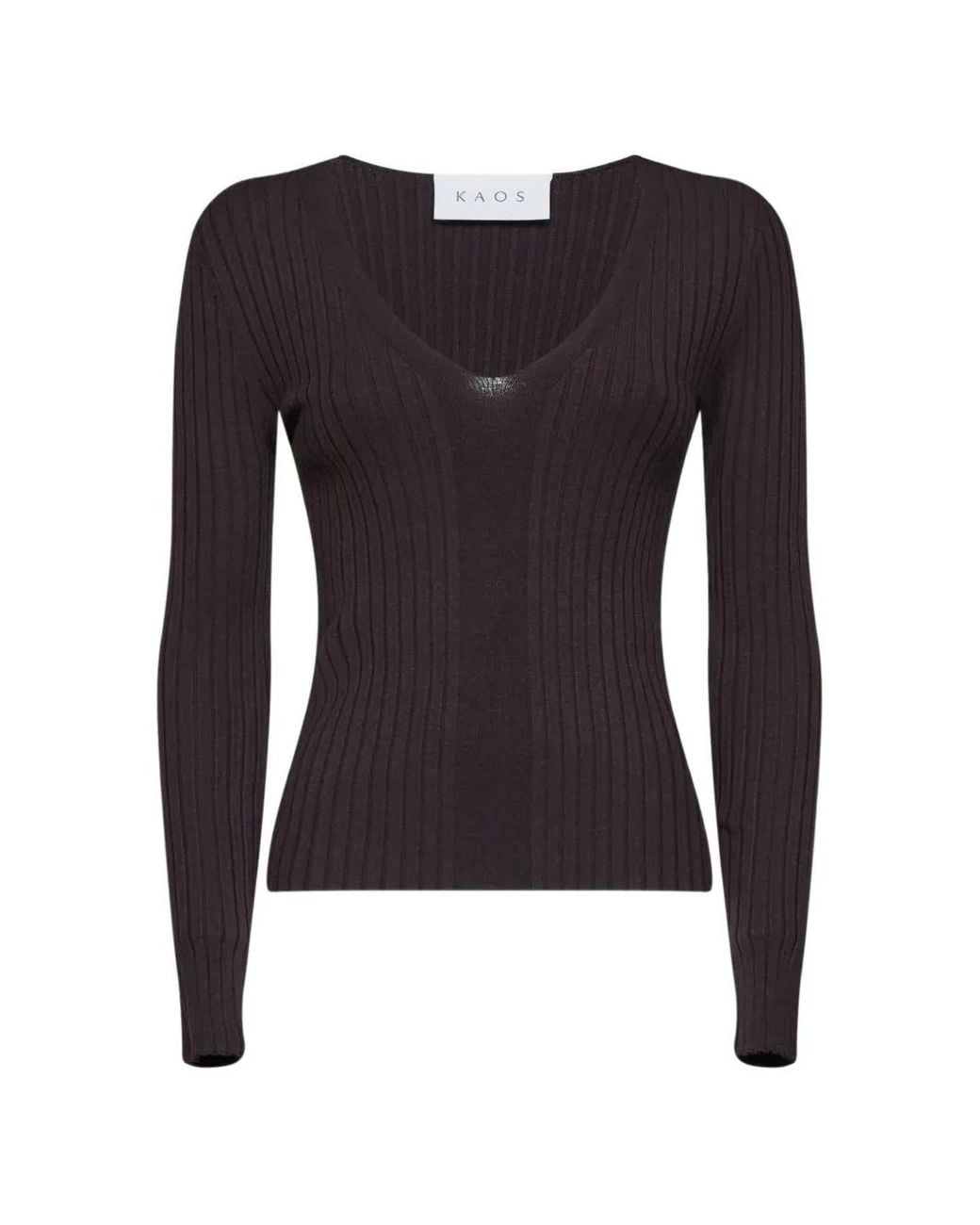 Kaos Blue Ribbed-Knit V-Neck Sweater