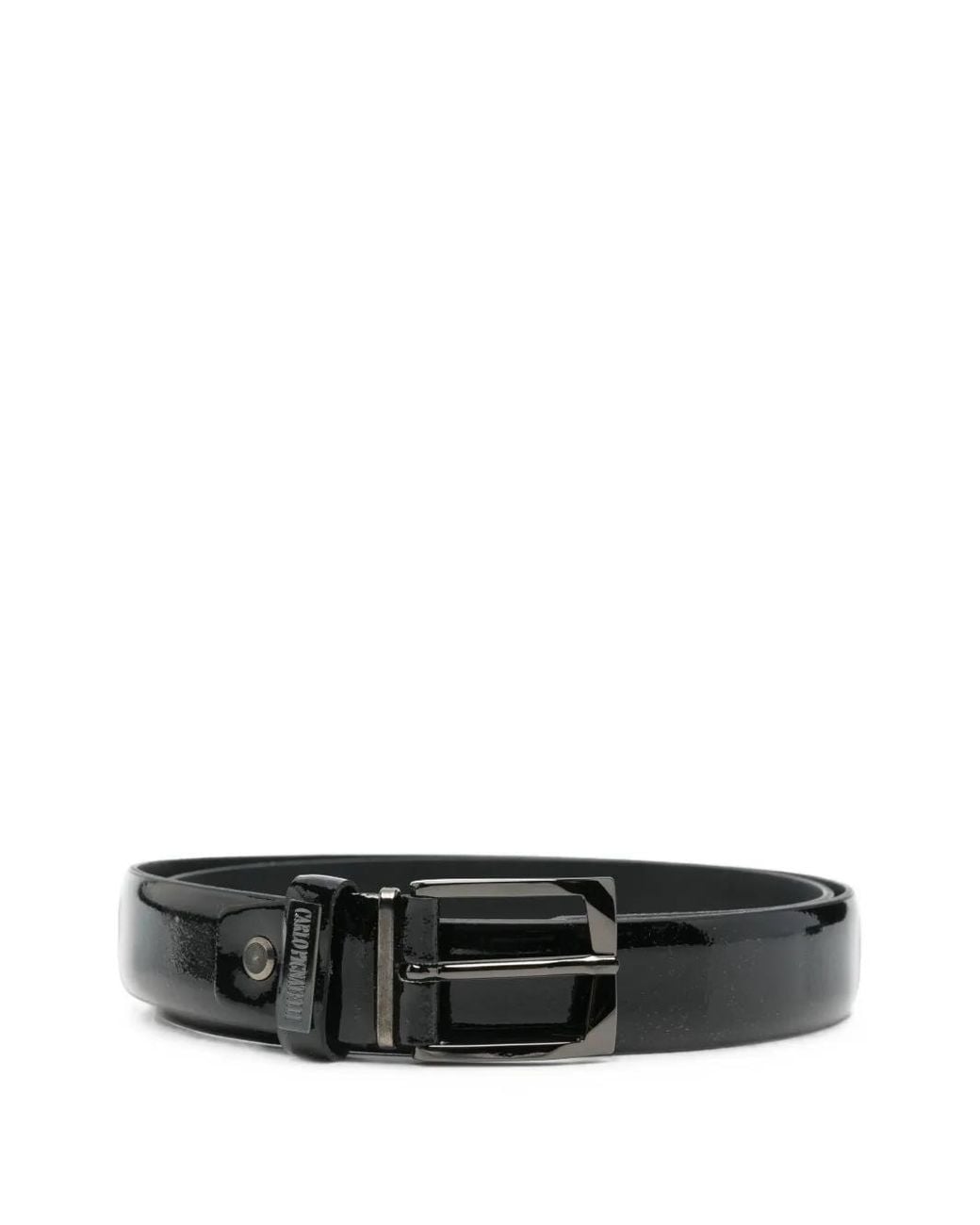 Carlo Pignatelli White Patent-Finish Logo-Plaque Belt for men