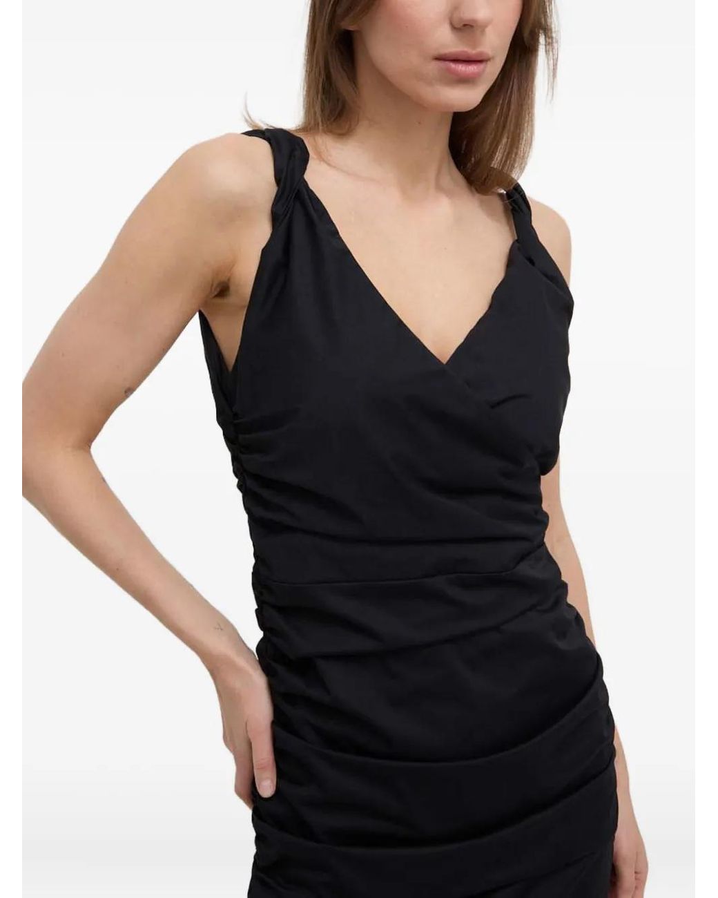 Pinko Black Twisted Ruched Mini Dress
