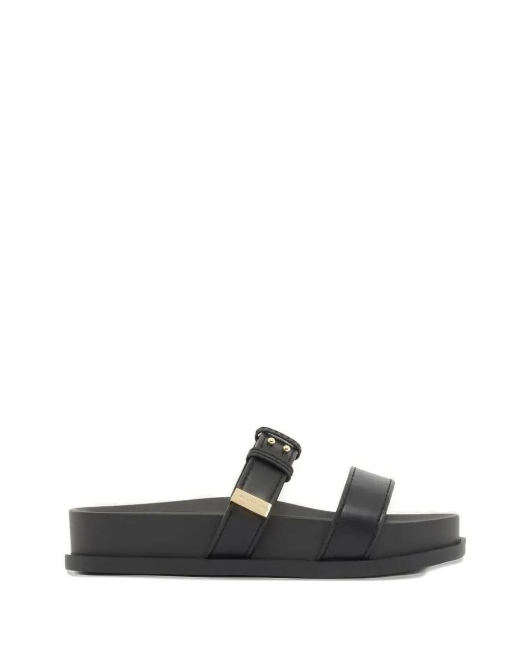 ARMANI EXCHANGE Black Two-Strap Buckled Sandals