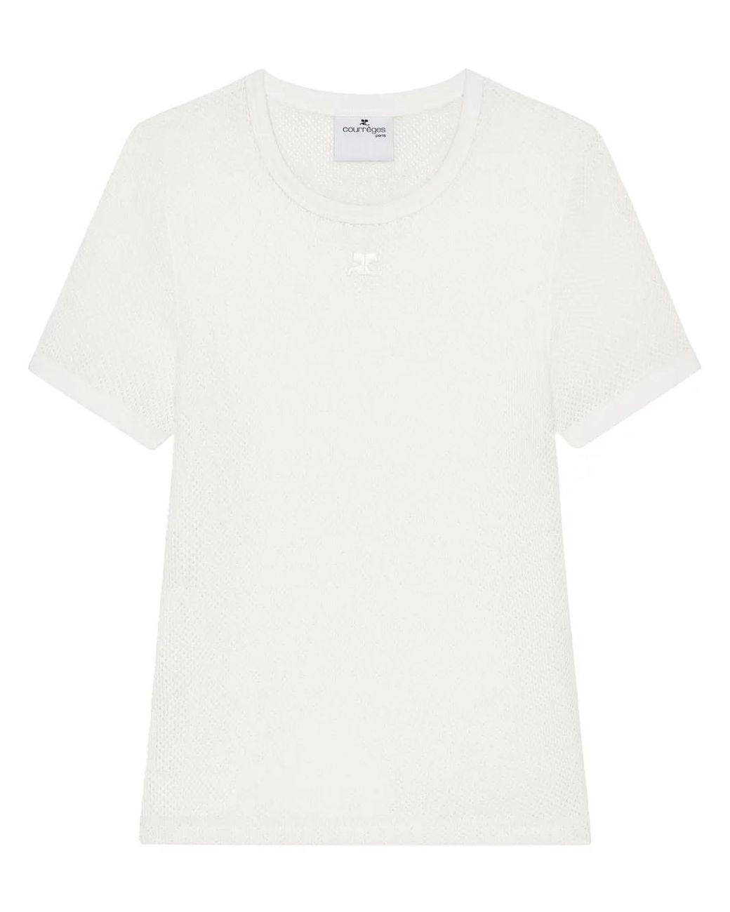 Courreges White Textured Fabric T-Shirt
