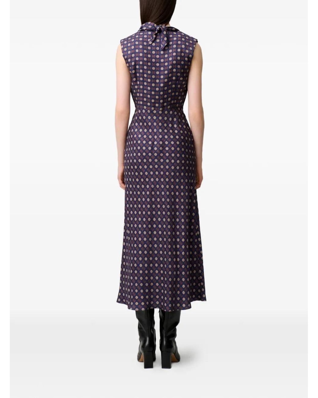 Claudie Pierlot Purple Flowy Scarf Neck Dress