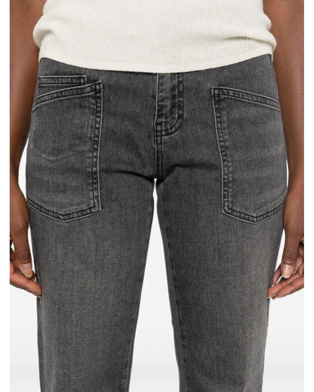 Five Jeans Gray Patch-Pocket Straight-Leg Jeans