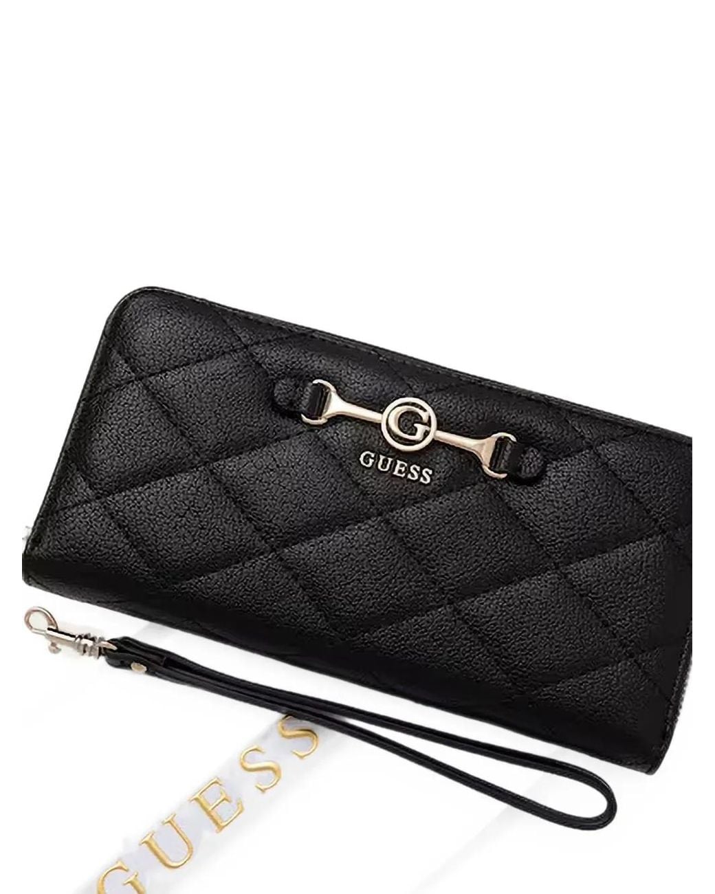 Guess Black Maxi Frances Quilted Logo-Plaque Wallet