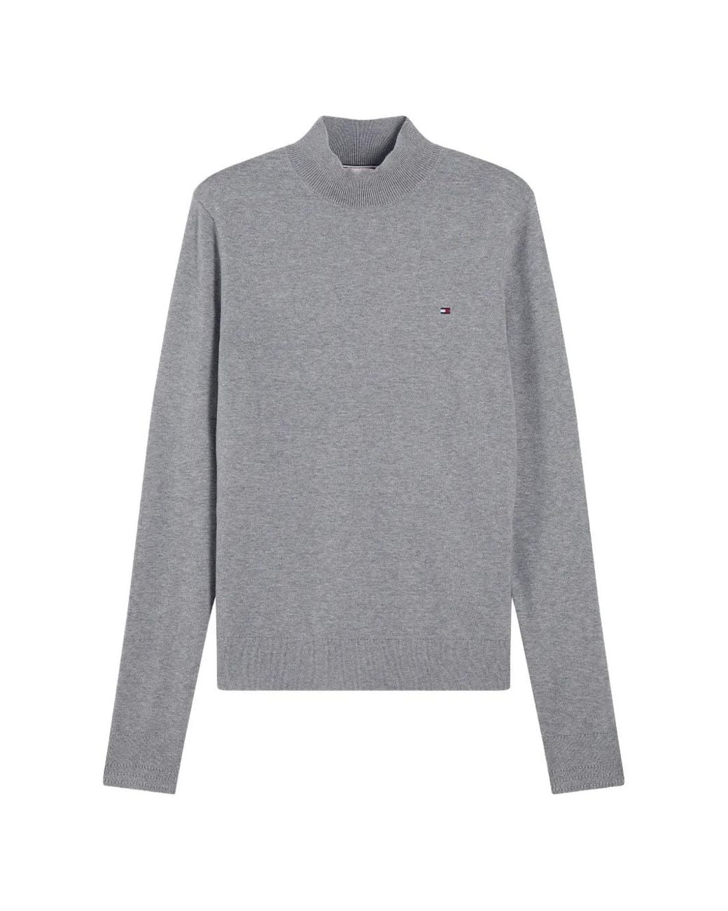Tommy Hilfiger Gray High-Neck Logo-Patch Sweater