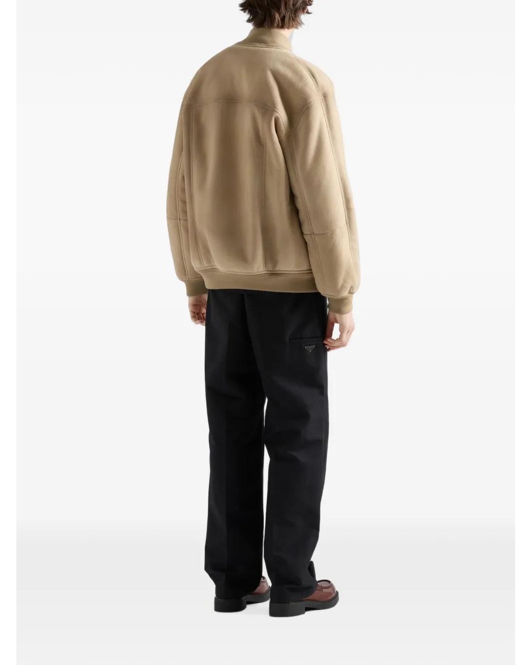 Prada Natural Shearling Bomber Jacket for men