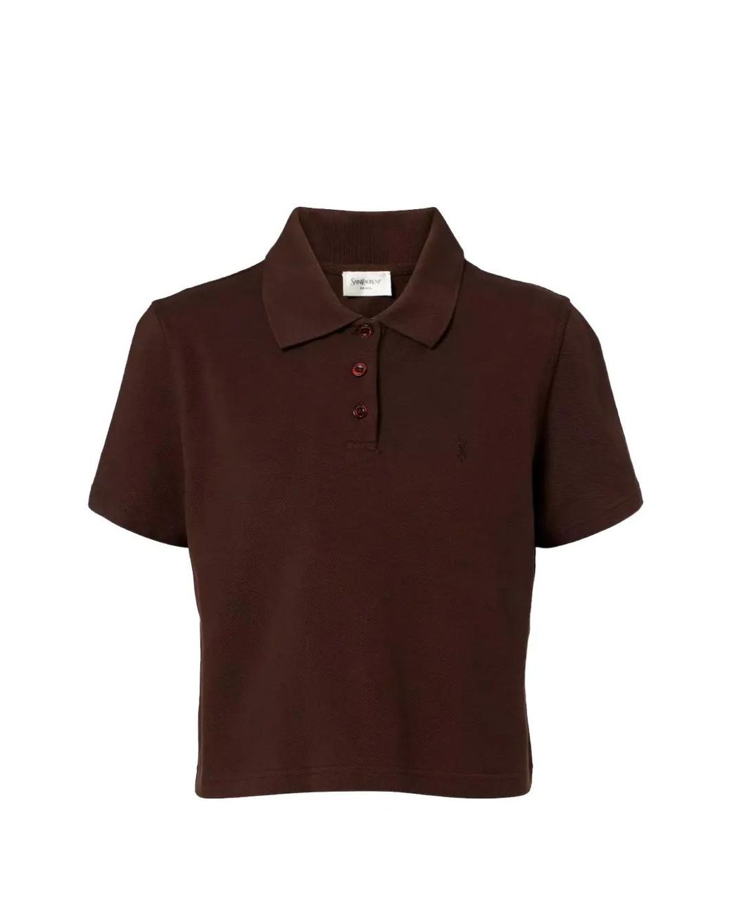 Saint Laurent Brown Cassandre Cropped Polo