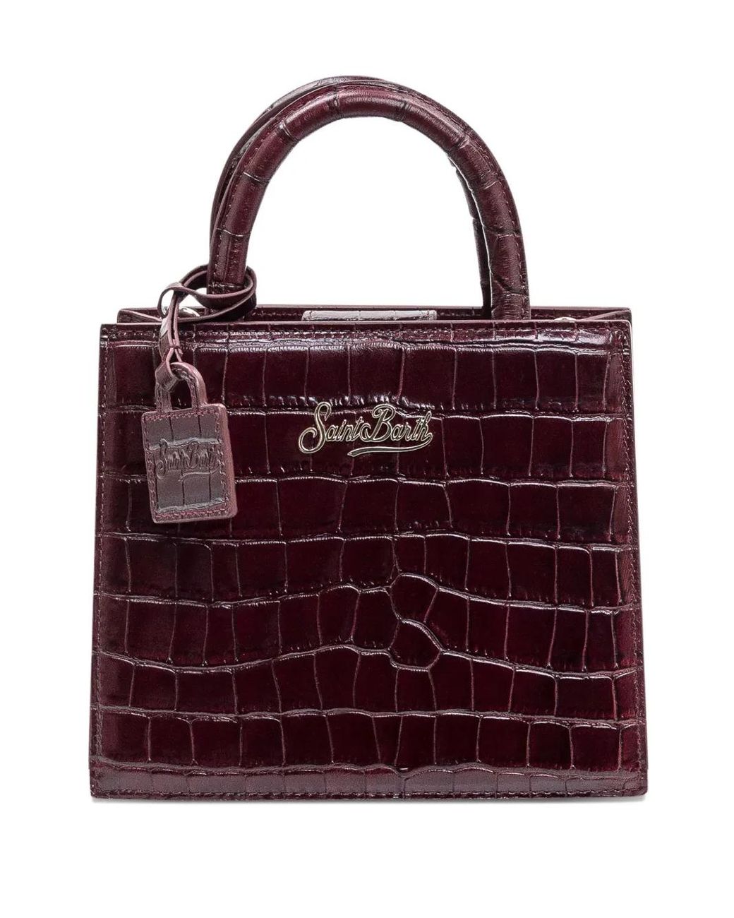 Mc2 Saint Barth Purple Mini Croc-Embossed Satchel Bag