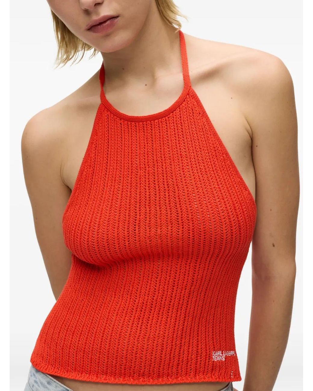 Karl Lagerfeld Red Sleeveless Top