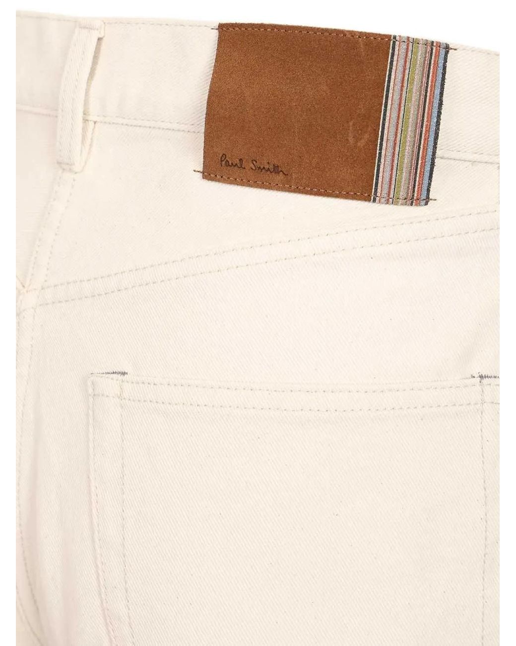 Paul Smith White Embroidery Barrel Jeans for men