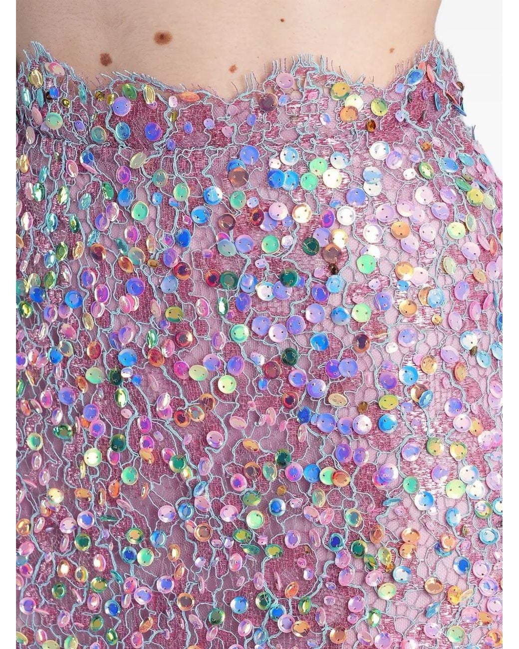 Costarellos Purple Jupe Mi-Longue En Dentelle À Sequins Naia