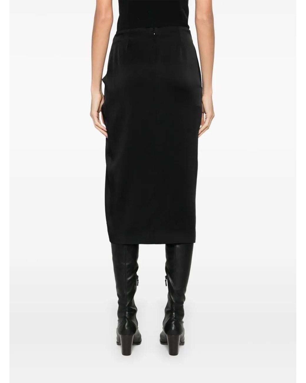 Stella McCartney Black Gathered Midi Skirt